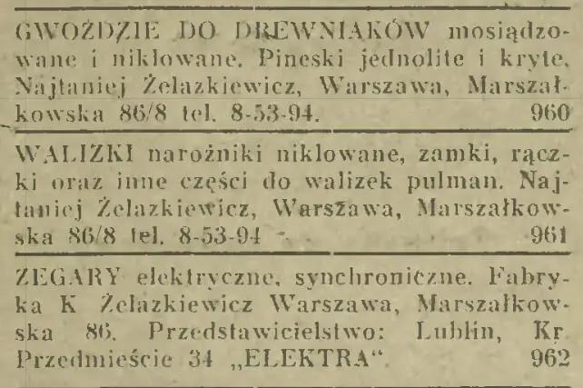Ogłoszena Żelazkiewicz Kazimierz, okupacja
