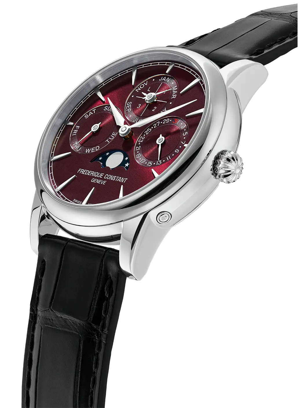 Frederique Constant Classic Perpetual Calendar z burgundową tarczą