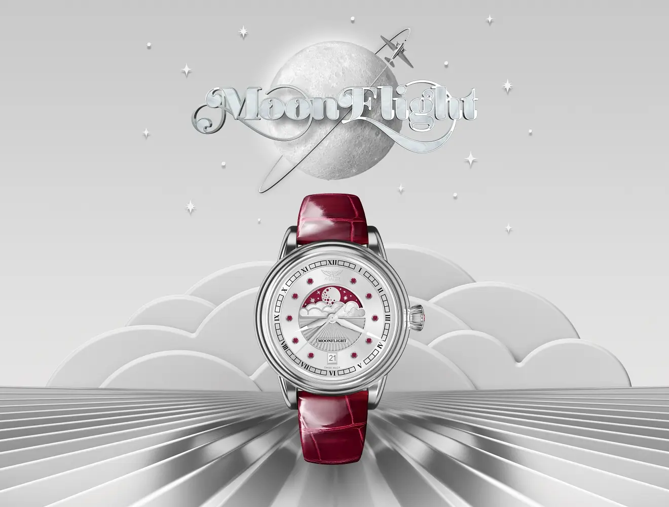 Aviator Swiss Made MoonFlight Gemstone Edition. Esencja elegancji Art Deco