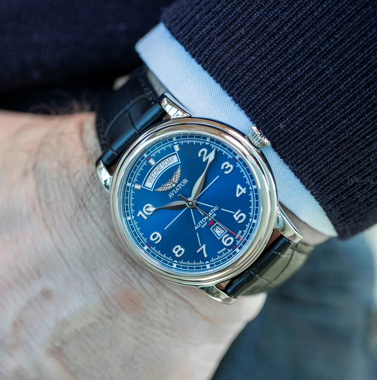 Aviator Swiss Made Douglas Day-Date 45