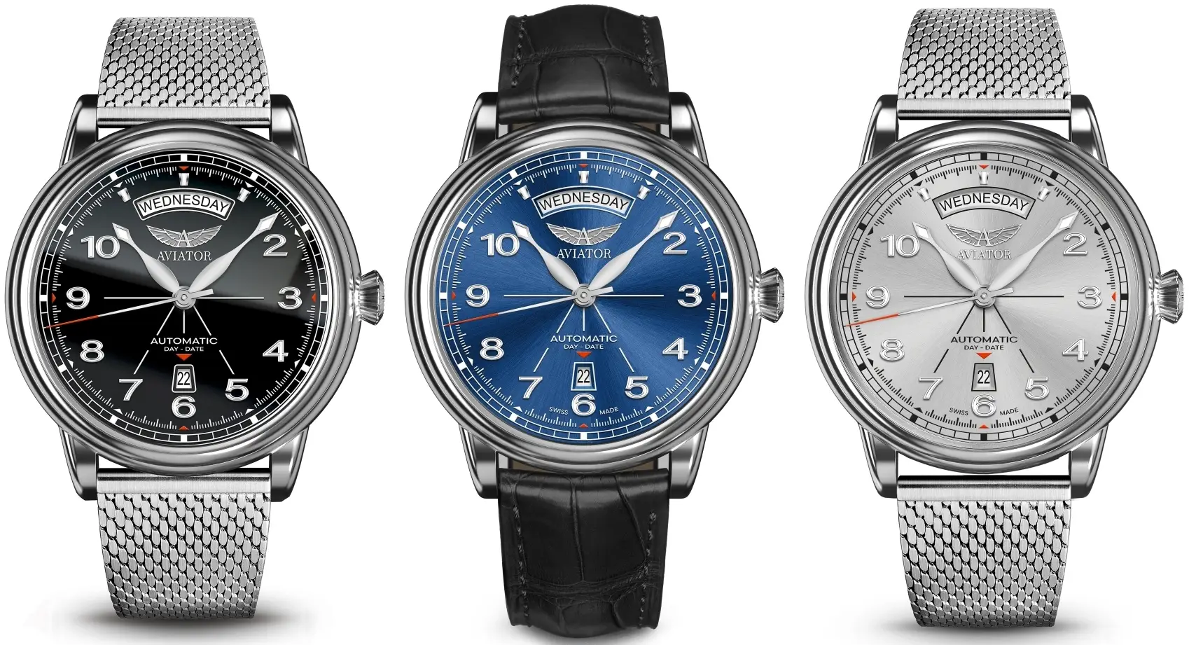 Aviator Swiss Made Douglas Day-Date 45