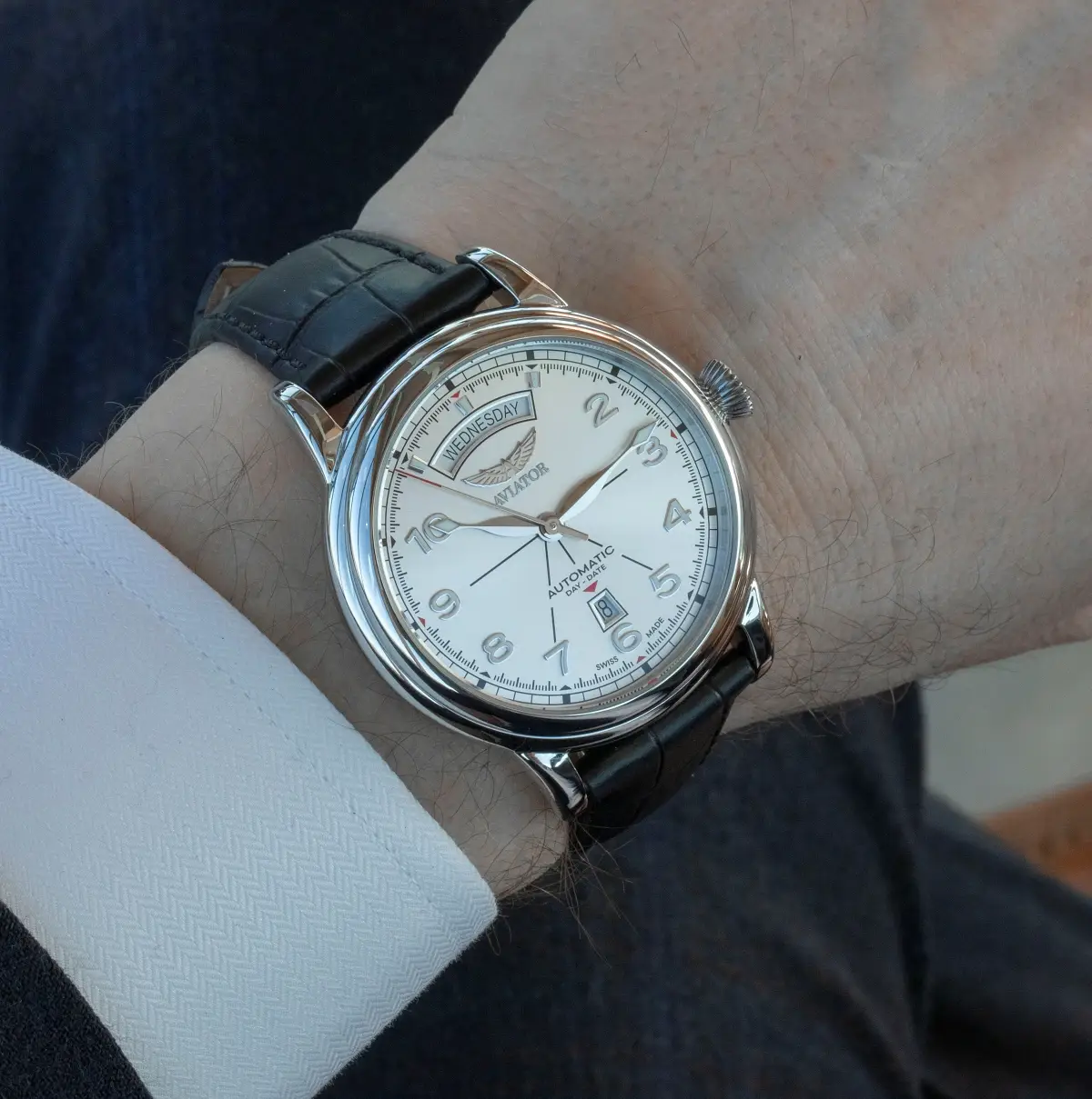 Aviator Swiss Made Douglas Day-Date 45
