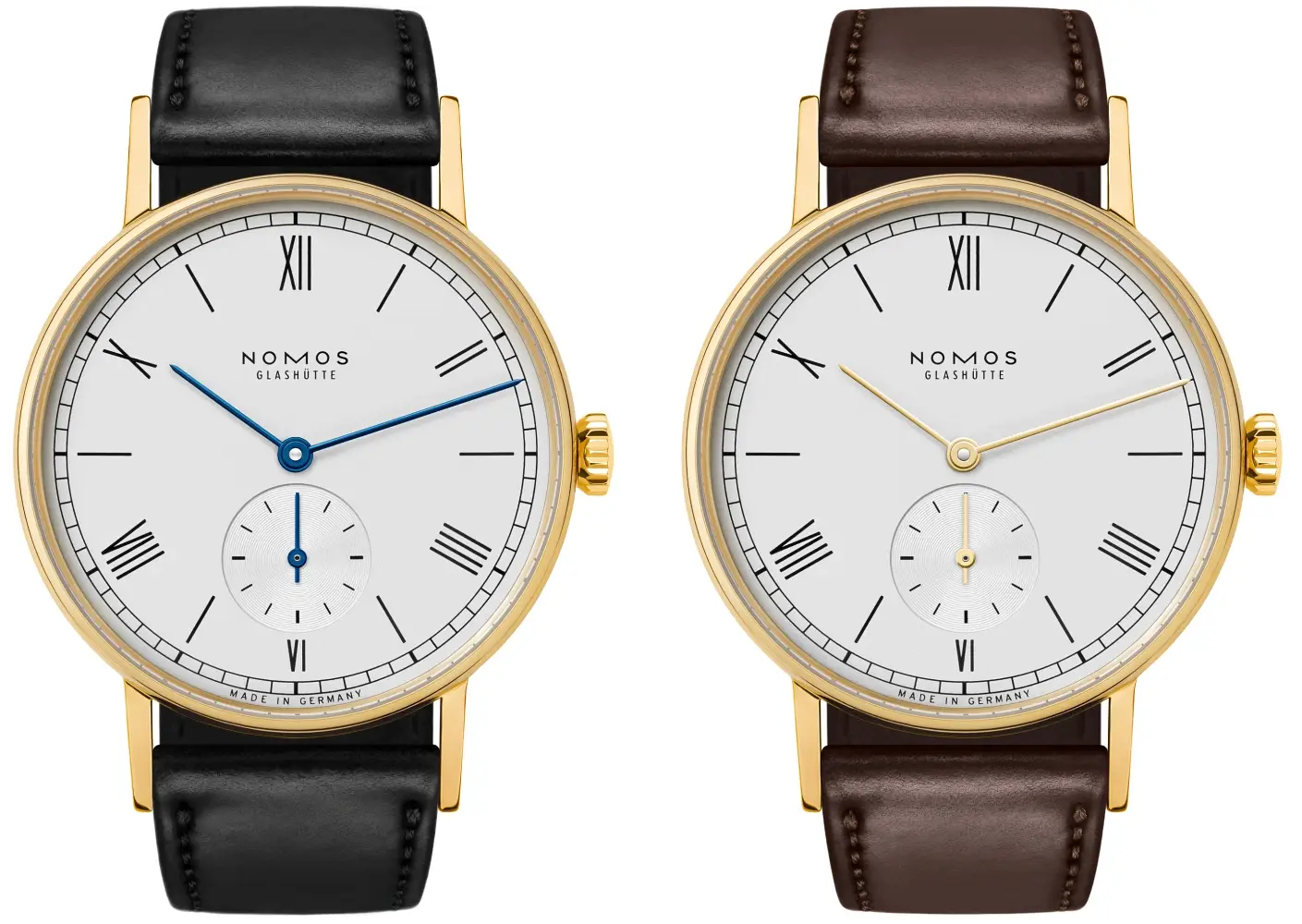 Nomos Ludwig gold i Tangente gold. Klasyczne zegarki mechaniczne z kopertami ze złota