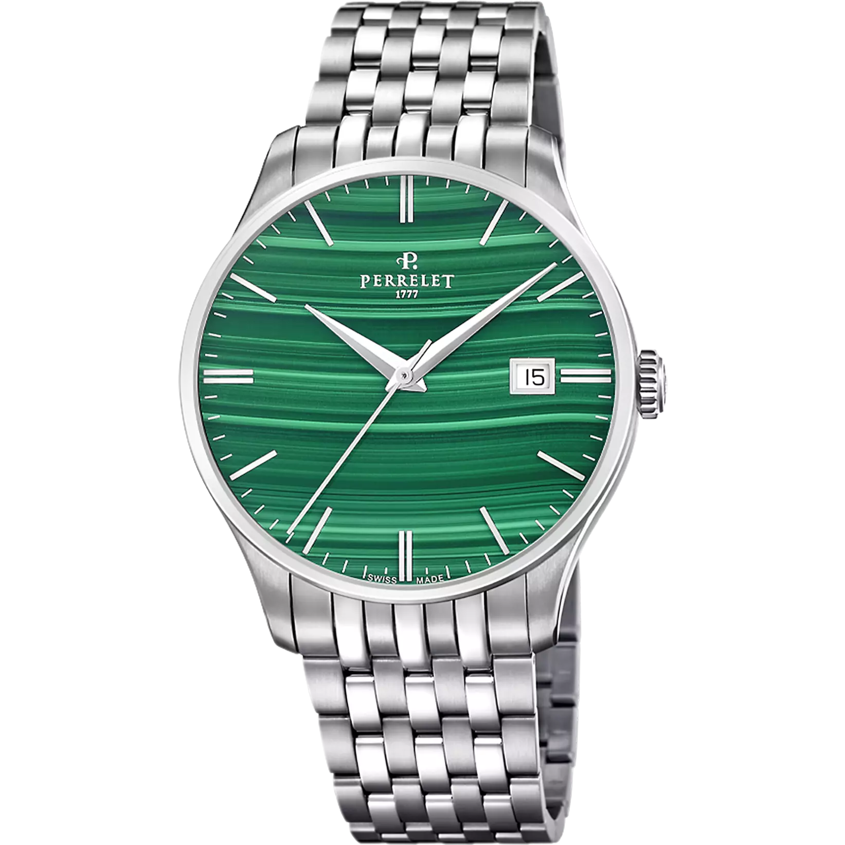 Perrelet Weekend Malachite z tarczą o intensywnej barwie i unikalnych wzorach