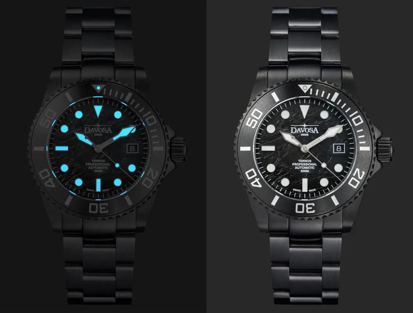 Davosa Ternos Professional Black Rock. Czarny „diver” z tarczą niczym zastygła lawa