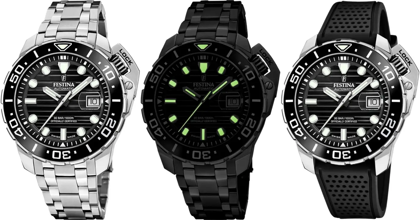 Festina Swiss Made Automatic Diver. Duży, techniczny i solidny zegarek nurkowy