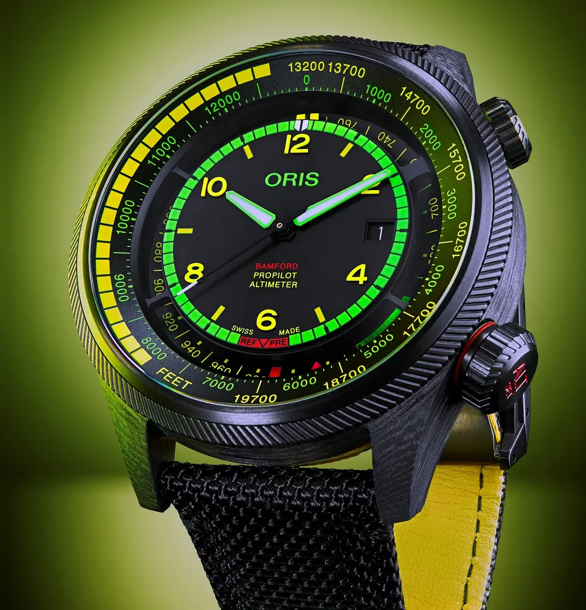 Świetna kolorystyka i mechaniczny wysokościomierz. Oris x Bamford ProPilot Altimeter Mission Control