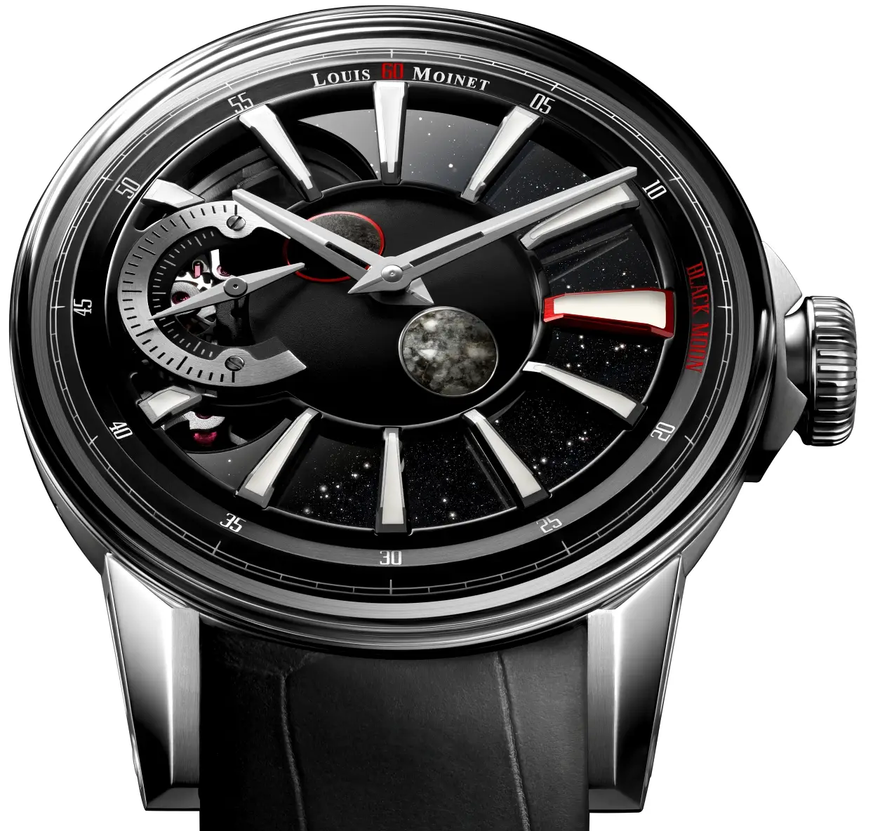 Louis Moinet Black Moon z meteorytami Gadamis 005 i Dhofar 457