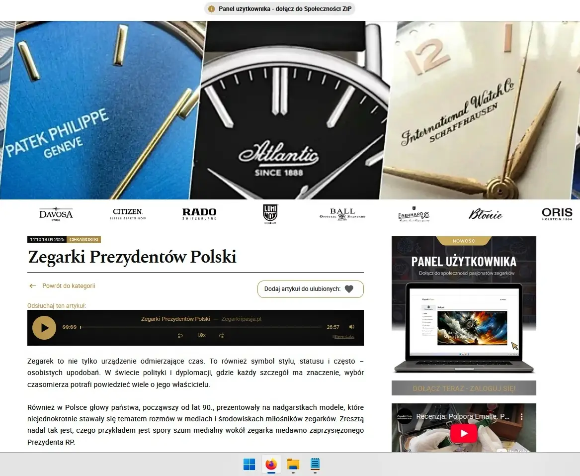 Nowa funkcja w Zegarki i Pasja: odsłuchuj artykuły o zegarkach!