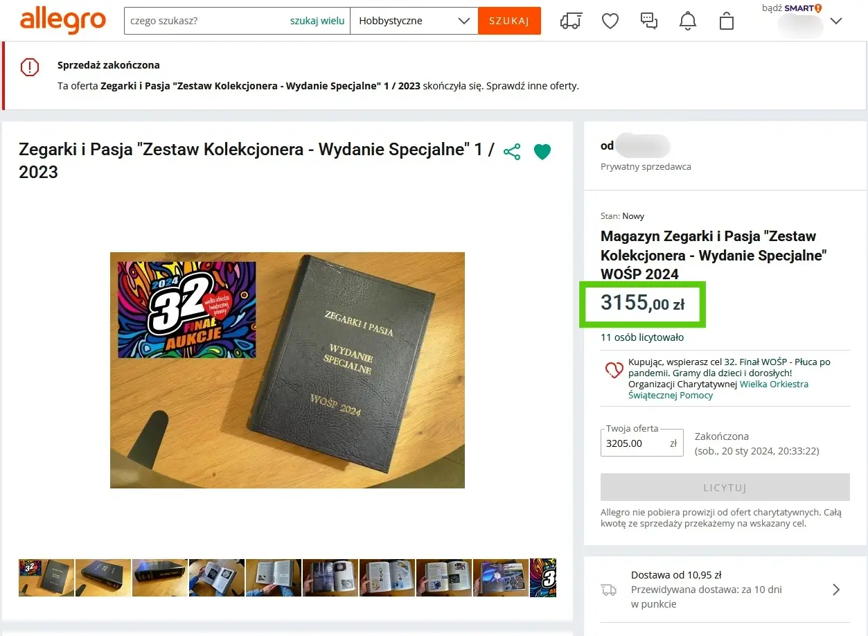 Aukcja Zegarki i Pasja dla WOŚP 2024 z fenomenalnym wynikiem!