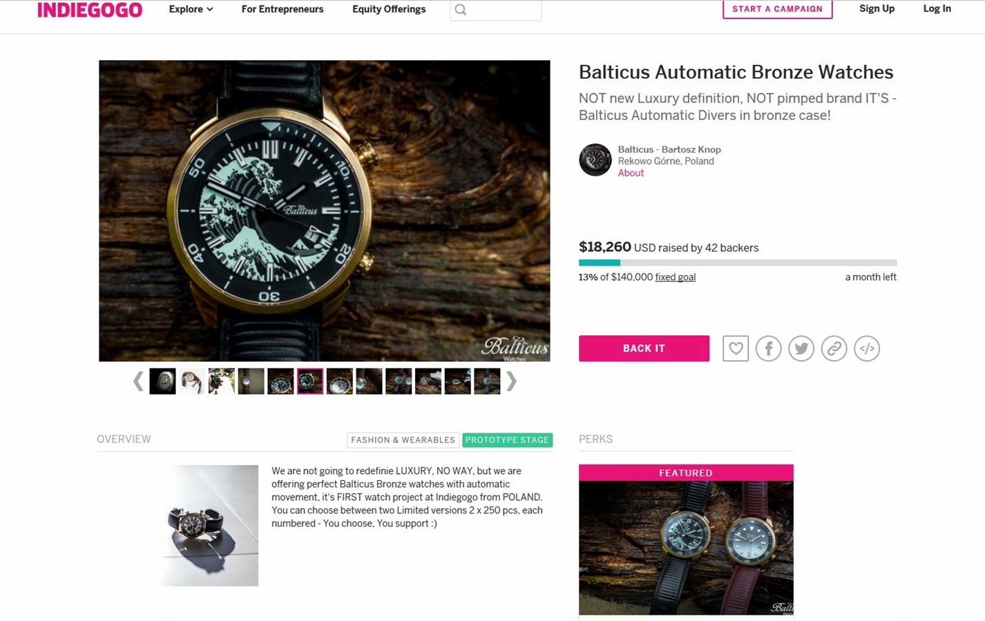 Balticus Automatic Bronze Watches - pierwsze zegarki na Indiegogo zaprojektowane w Polsce