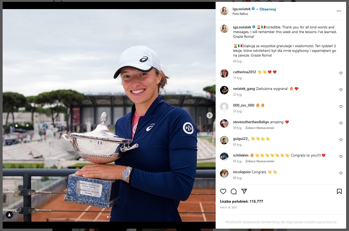 Mistrzowskie zagranie: tenis, Iga Świątek i zegarki Rolex