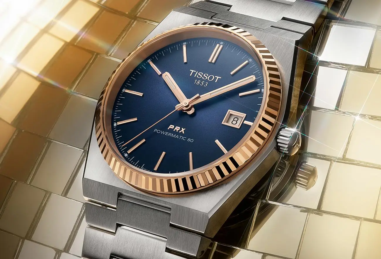 TISSOT ティソ PRX パワーマティック80 18K 18金 ゴールド Tissot PRX Powermatic 80 18K Gold Bezel. Złoty, a skromny