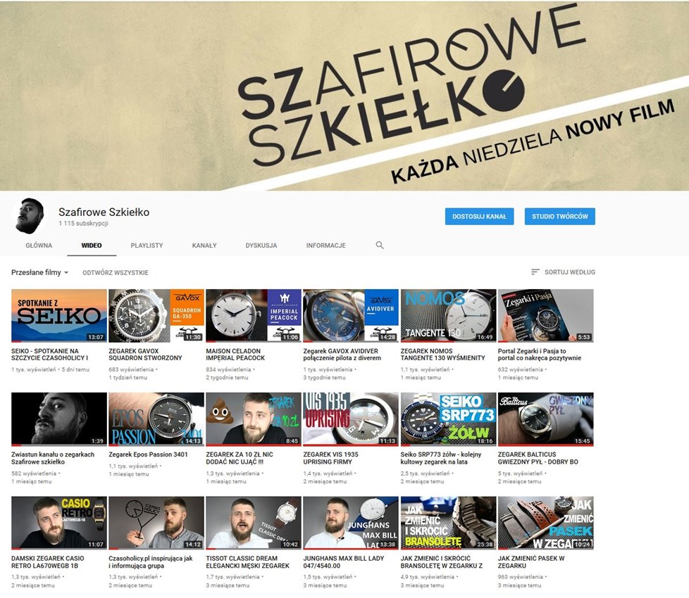 „Szafirowe Szkiełko” – kanał YouTube o zegarkach tworzony z pasją!