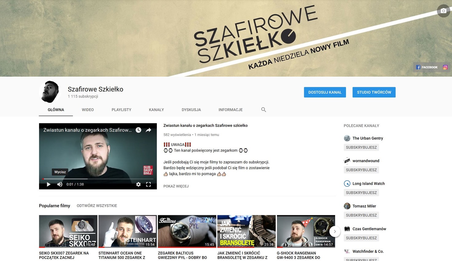 „Szafirowe Szkiełko” – kanał YouTube o zegarkach tworzony z pasją!
