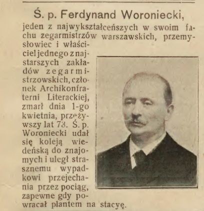 Woroniecki Ferdynand. Warszawski zegarmistrz znany w całej Polsce 