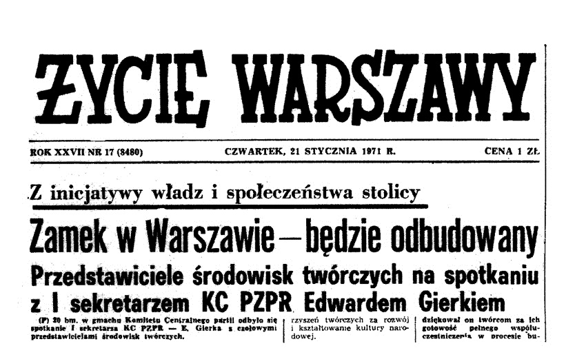 "Wstępniak" Życia Warszawy