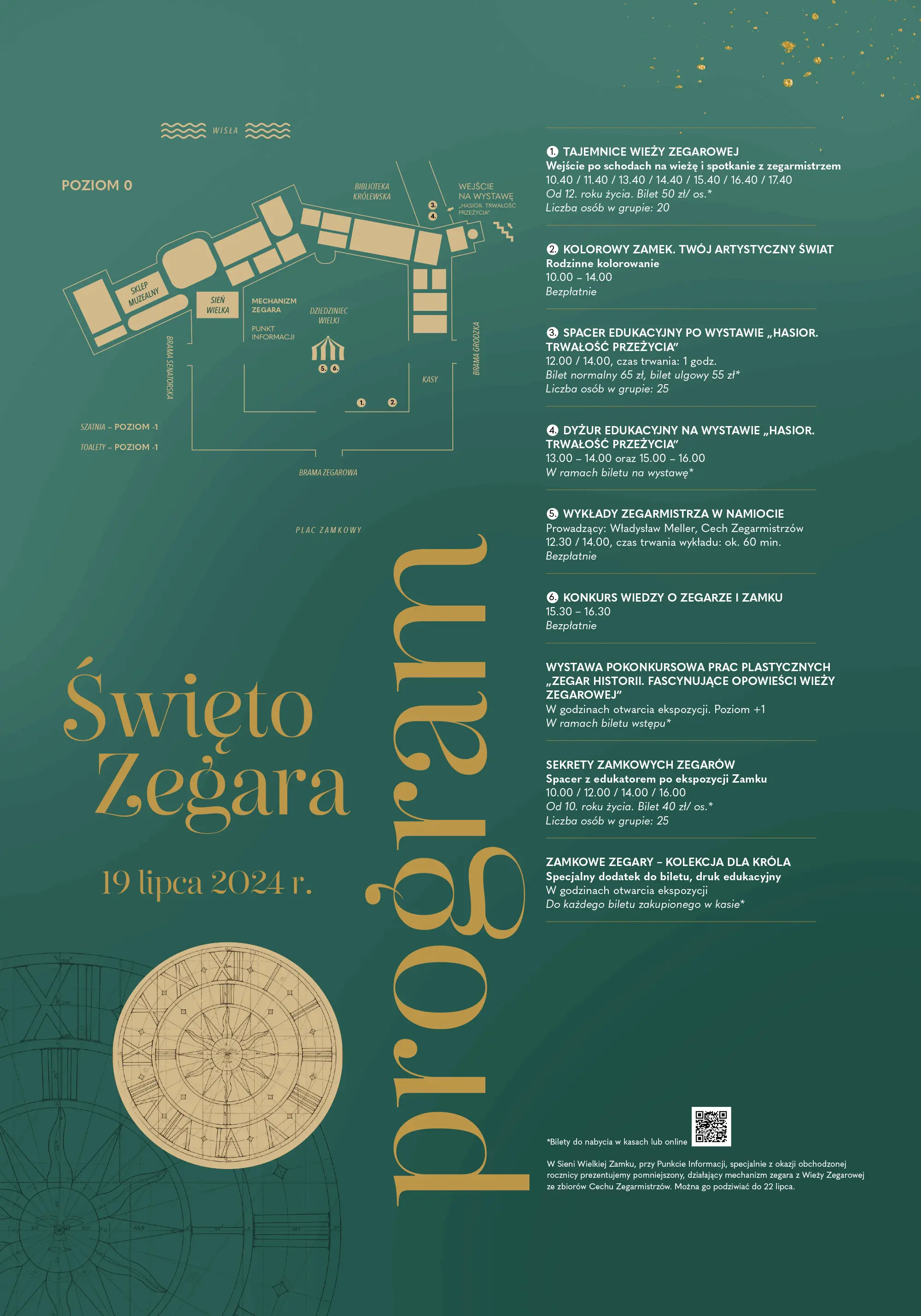 Jubileusz zegara Zamku Królewskiego - zegarek konkursowy. Program uroczystości