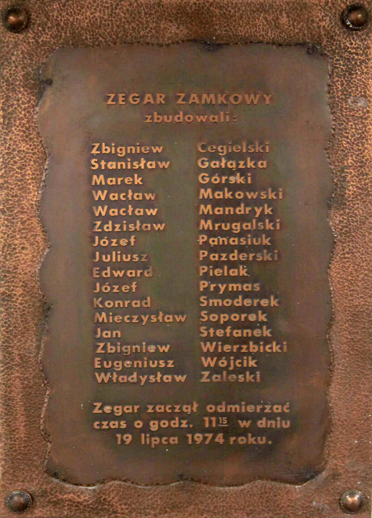 Zespół Budowy Zegara na Zamku Królewskimw Warszawie