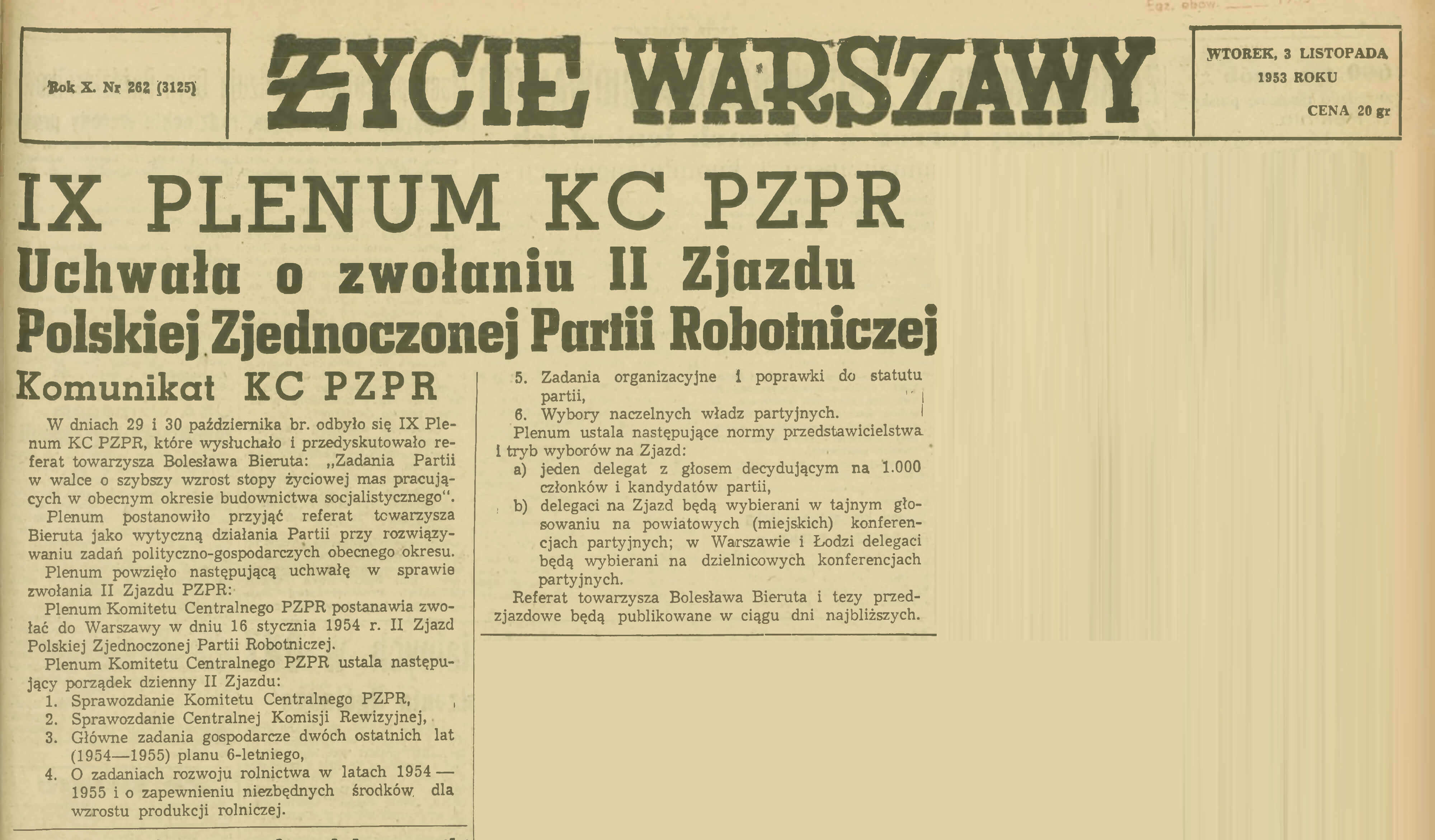 Życiu Warszawy z dnia 3 listopada 1953