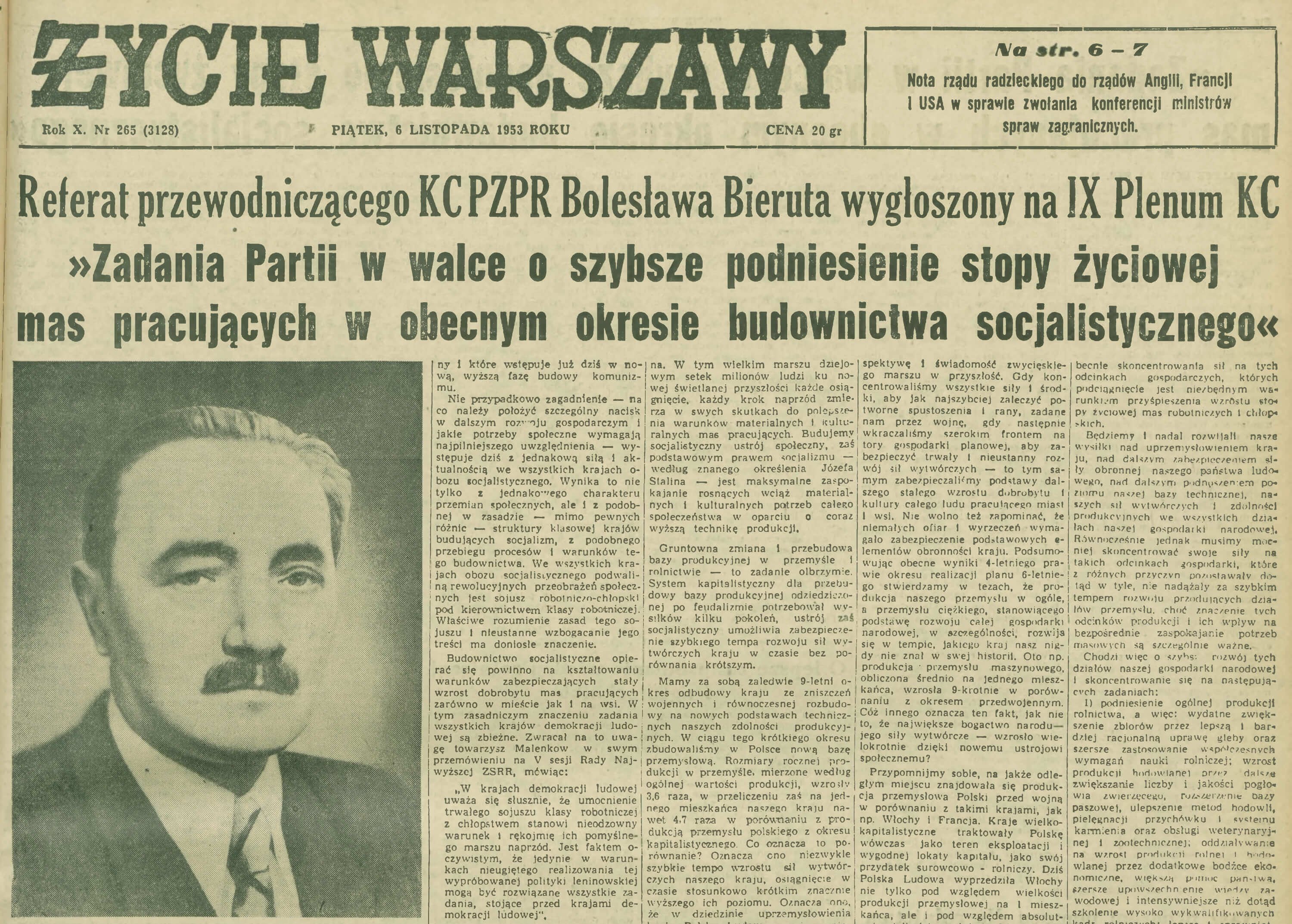 Życie Warszawy z dnia 6. listopada 1953 roku