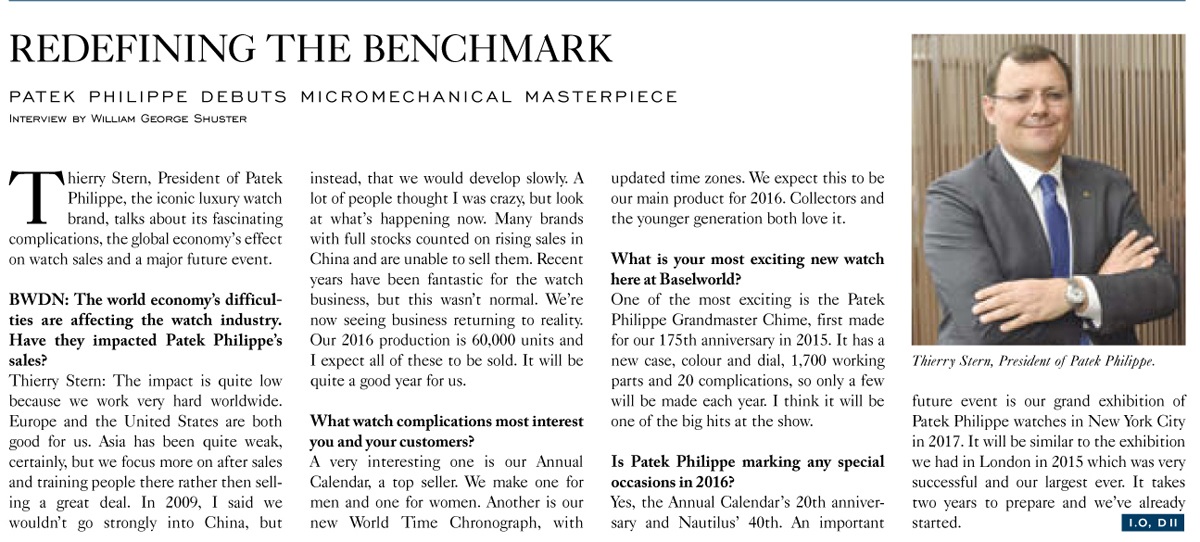 Baselworld Daily News, Patek Philippe Thierry Stern