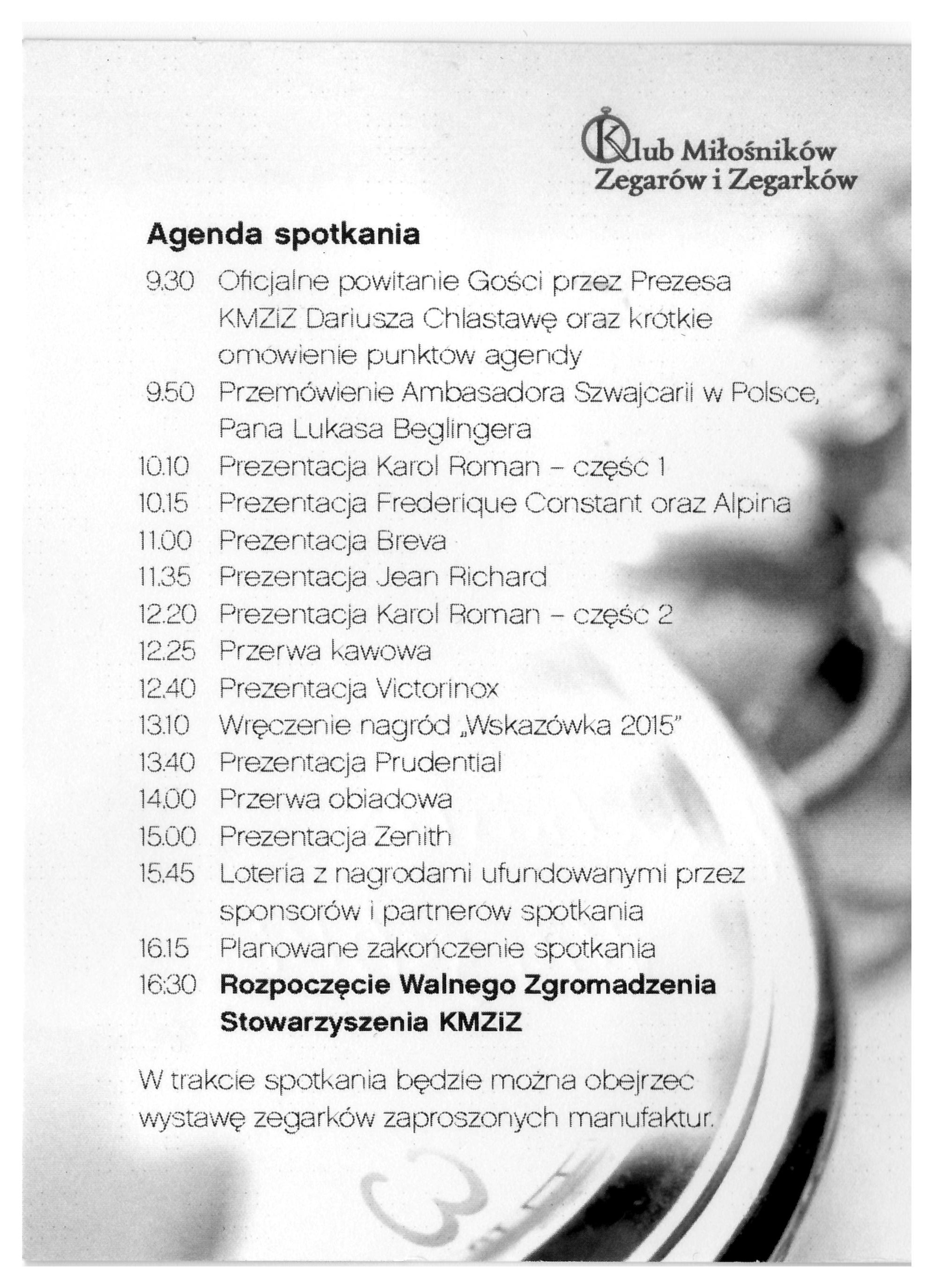 Klub Miłośników Zegarów i Zegarków. Spotkanie 2015 