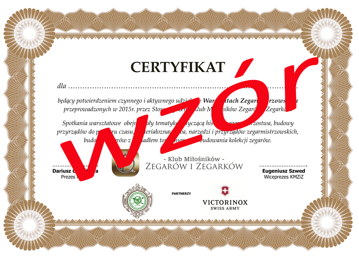 Warsztaty zegarmistrzowskie - certyfikat