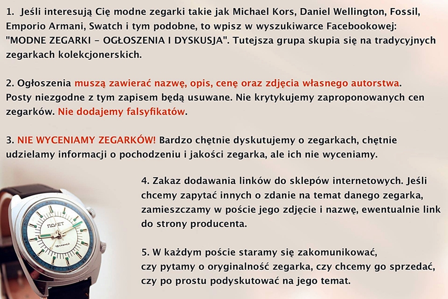Kolekcjonerzy Zegarków - grupa na FB o tematyce zegarkowej