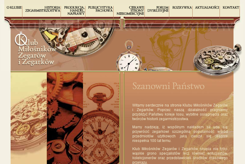 Klub Miłośnikow Zegarów i Zegarków, Grafika portalu, zegarkiipasja.pl