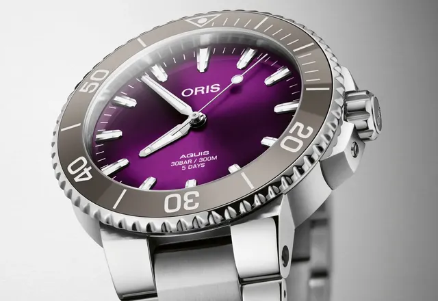 Oris Hölstein Edition 2023. Pierwszy Aquis bez wskazania daty i z fioletową tarczą